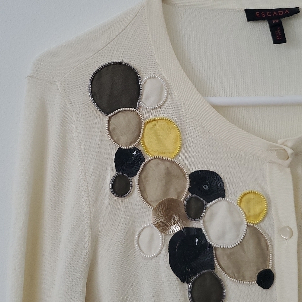 Escada Embellished Cardigan Sweater Size 38 equivalent to Size M in US - Picture 6 of 9